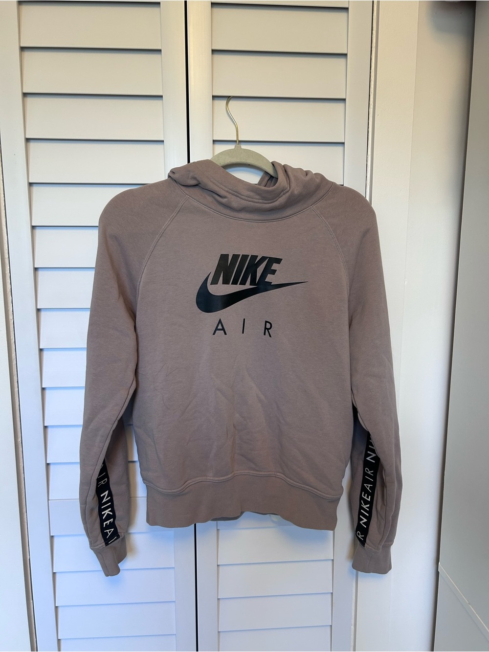 Nike Air Taupe Cowl Turtleneck Sweatshirt with Black Logo
